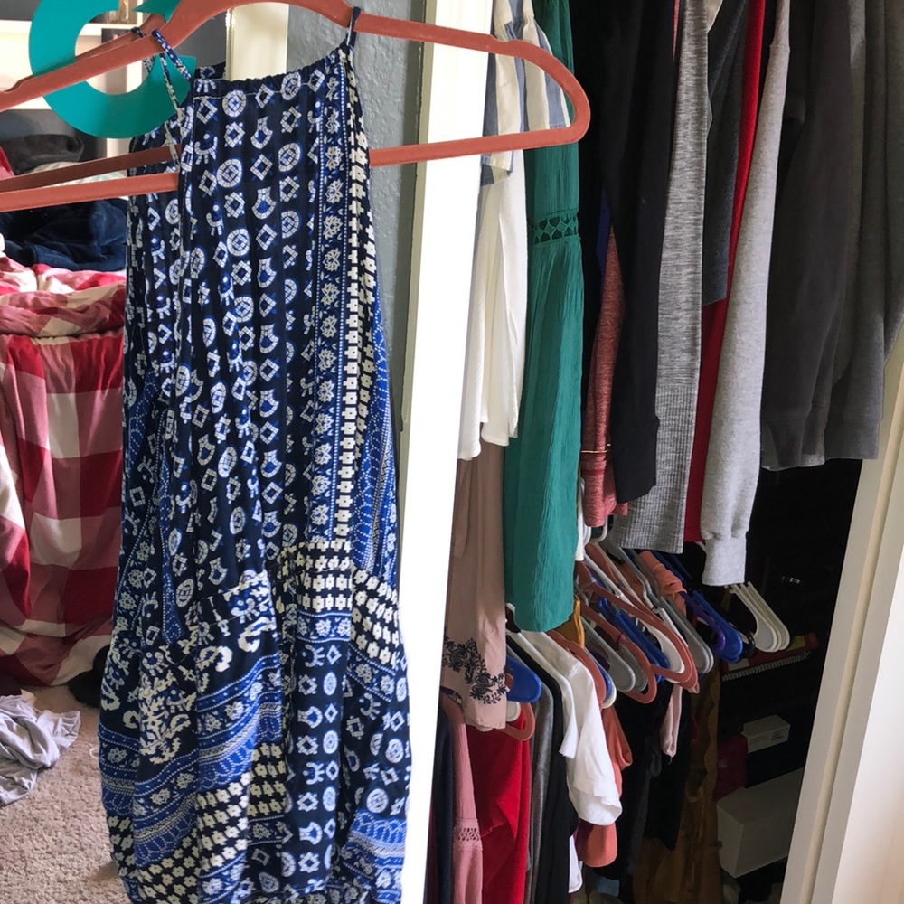 Blue patterned romper